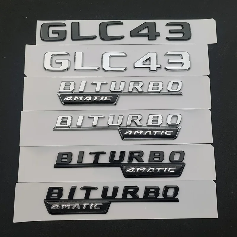 

3D ABS Chrome Black Car Rear Trunk Badge Sticker Logo GLC 43 BITURBO 4MATIC Emblem For Mercedes GLC43 AMG X253 Accessories