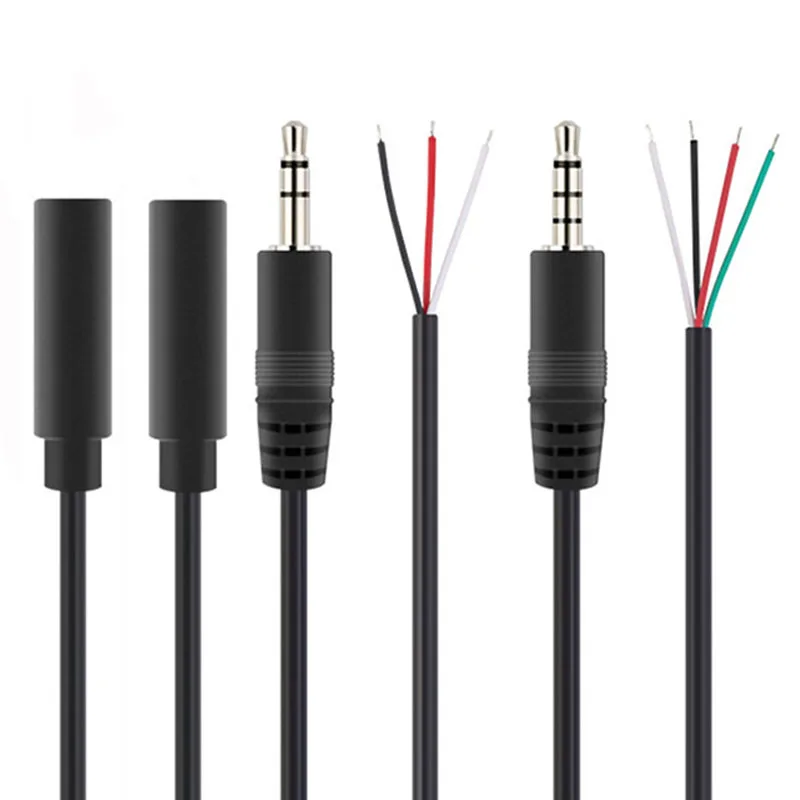 30CM 1M 3.5mm 3-Pole 4-Pole Jack DIY Earphone AUX Cable Headphone Repair Replacement Wire Cord DIY F1