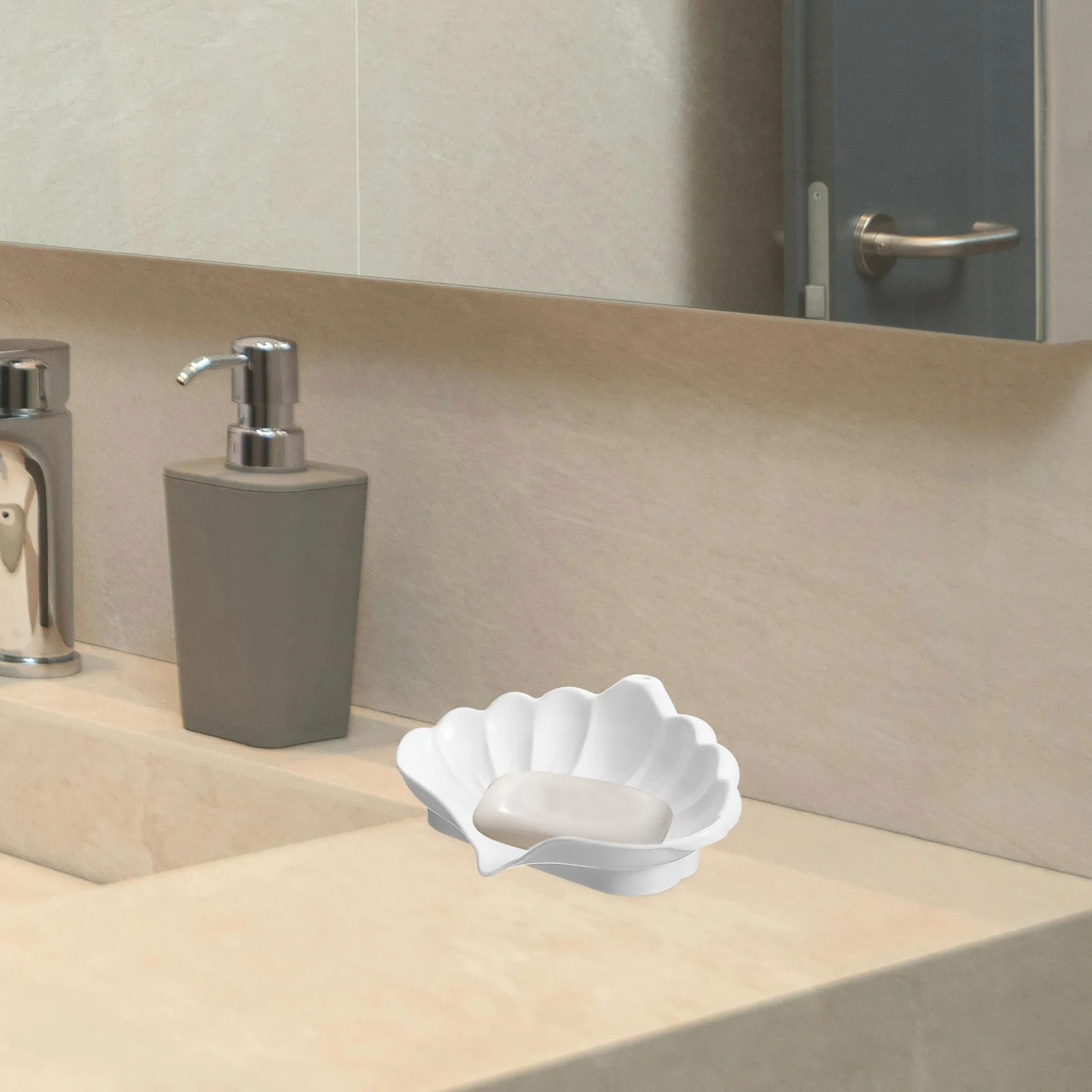 

Bathroom Soap Dish with Non-Slip Base Shell Designed Soap Holder Countertop Tray for Organizing Bath Accessories Efficiently