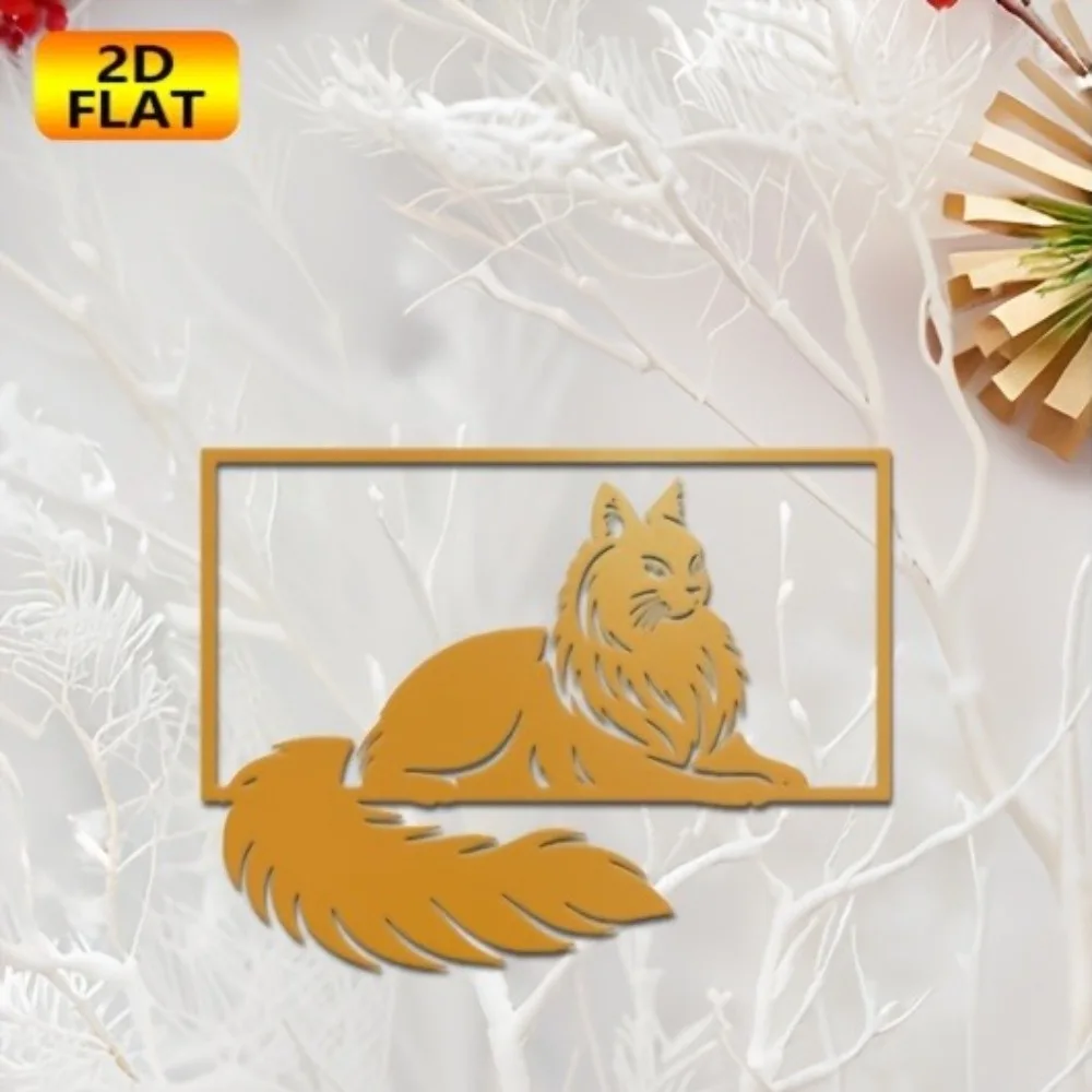 CIFBUY Metal Wall Art Cat Wall Decor Creative Pet Gift 2D Flat Sculpture Indoor Outdoor Hanging for Bedroom Kitchen Patio Bath