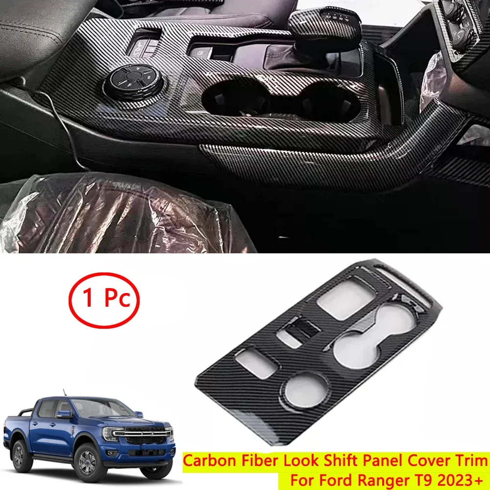 

For Ford Ranger T9 2023+ Carbon Fiber Look Shift Panel Cover Trim Interior Decoration Auto Accessories