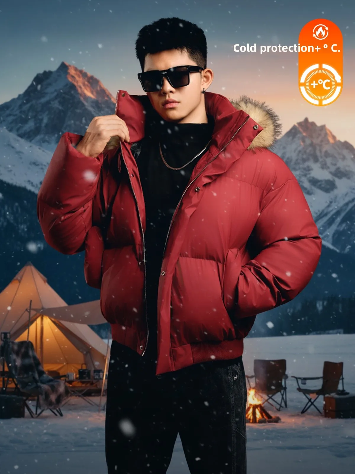 

Milk Cube Men's Cotton Jaet Thiened ort Sle Removable Fur Collar Winter Warm Coat Faion Urban Sle Daily Wear