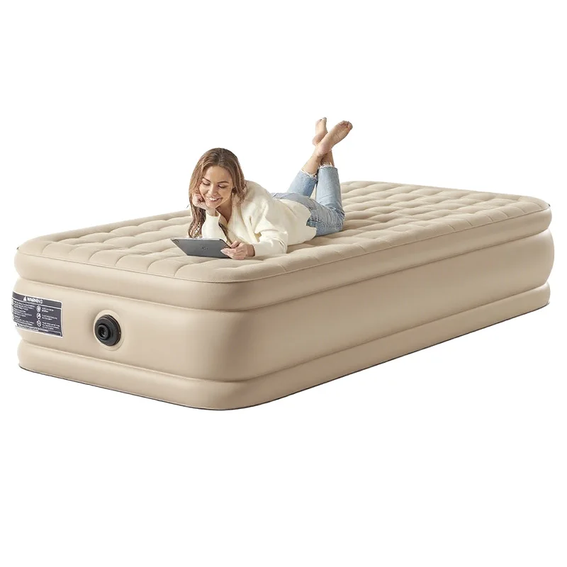 Raised double vertical beam inflatable mattress, self-inflatable inflatable mattress for camping