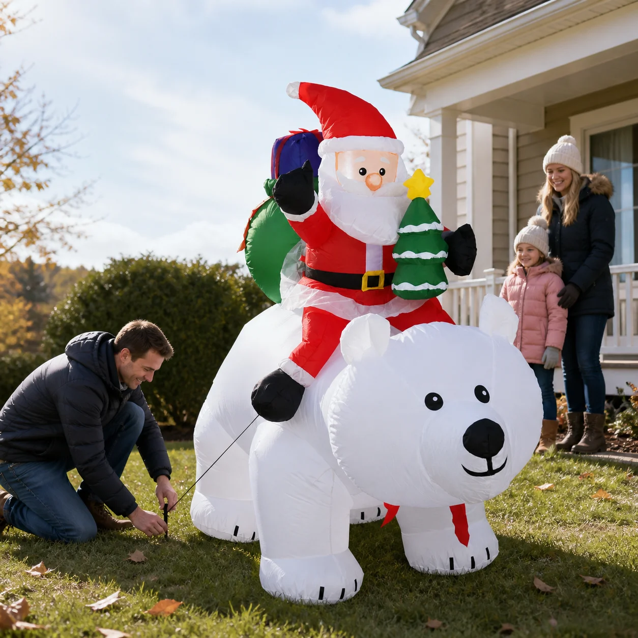 Huge Christmas Inflatables Santa Clause Riding Bear with Shaking Head 6.56ft Outdoor Decorations Inflatable Toy Mold Blow up Garden Yard Yard Decor with LED Lights for Xmas Holiday Christmas Eve Party Indoor White Winter