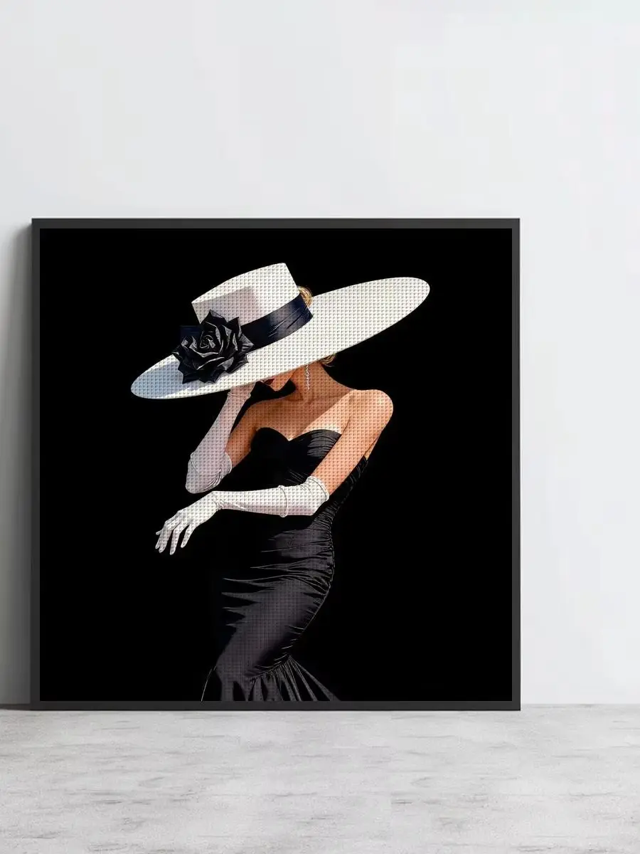 1 Stück, 50 x 50 cm / 19,7 Zoll, Kreuzstich-Set mit dem Motiv „Eine Prinzessin in einem weißen Kleid“, DIY-Set, 11CT/14CT, Neuheit, Wanddekoration, vollständige Stickerei. – Detail 1
