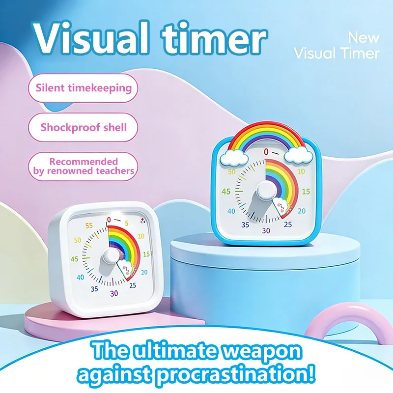 Visual Timer with Silicone Case Land Animal Dial Countdown Silent Optional Alarm Time Management Tool for Kids Classroom Home