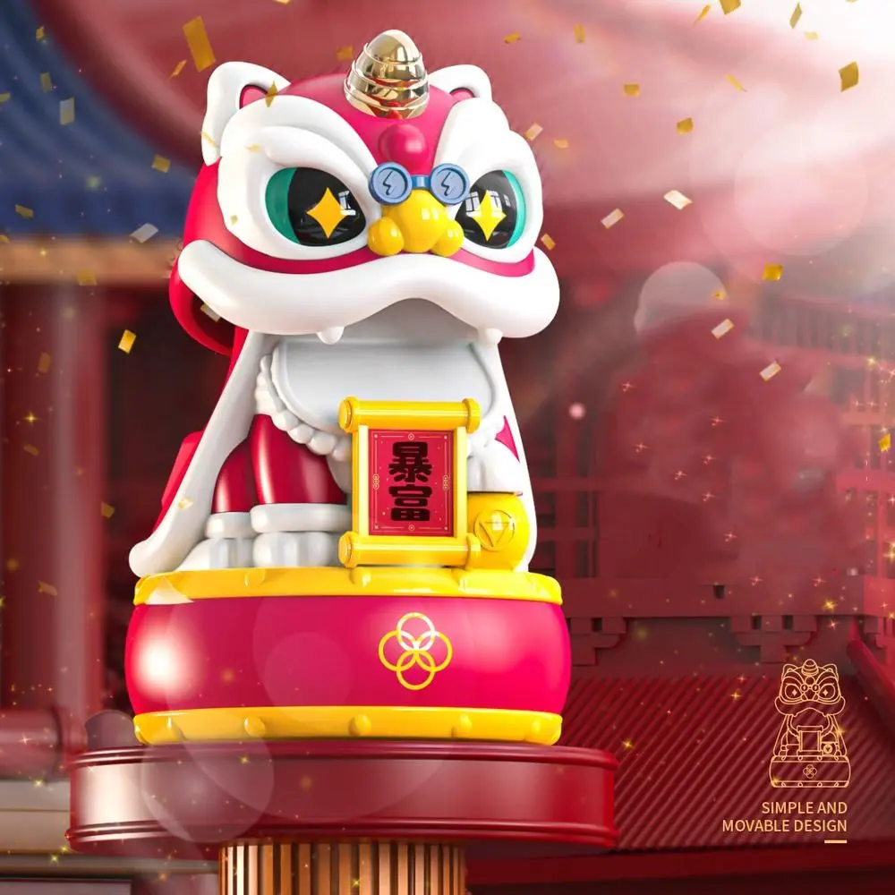 Automatic Nodding Head Solar Powered Dancing Lion Toys Lucky Lion Figurine DIY Greetings Desktop Wake Lion Statue