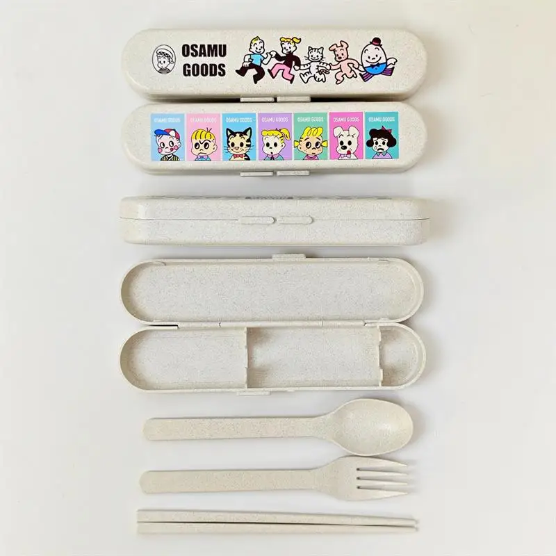 Kawaii Cute Harada Osamu Tableware Chopsticks Spoons Forks Suit Travel Portable Cartoon Cute Girl Christmas Gift For Girlfriend