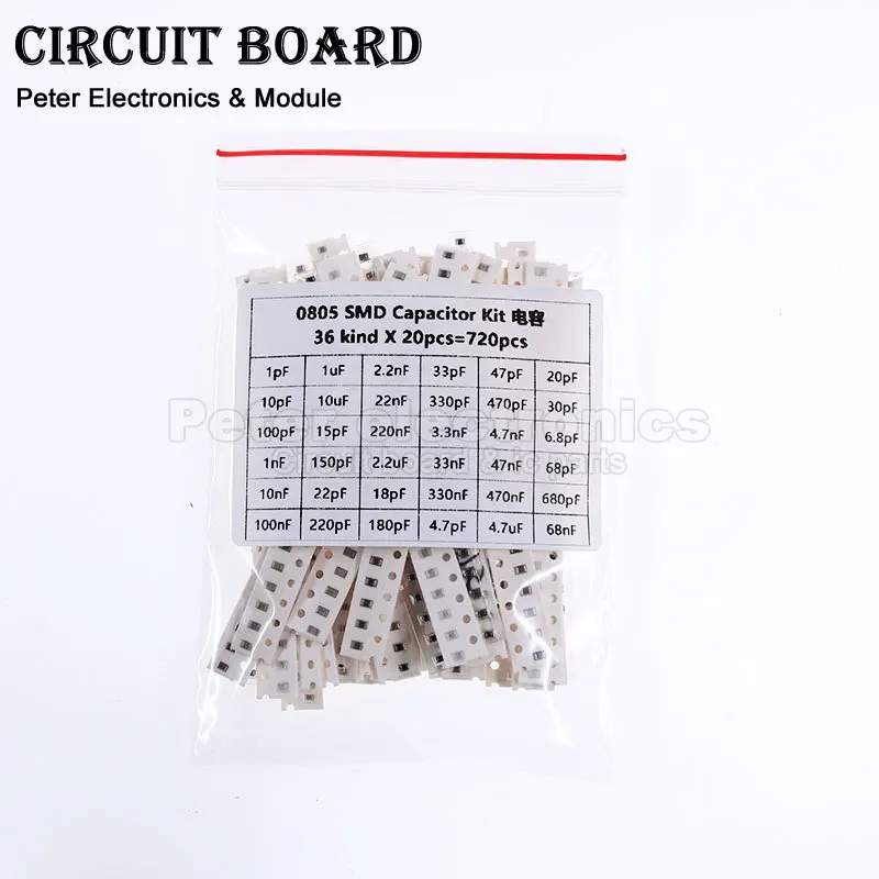 720pcs=36values*20pcs 0805 Capacitor Assorted Kit SMD 1pF~10uF Electronic DIY Samples Set