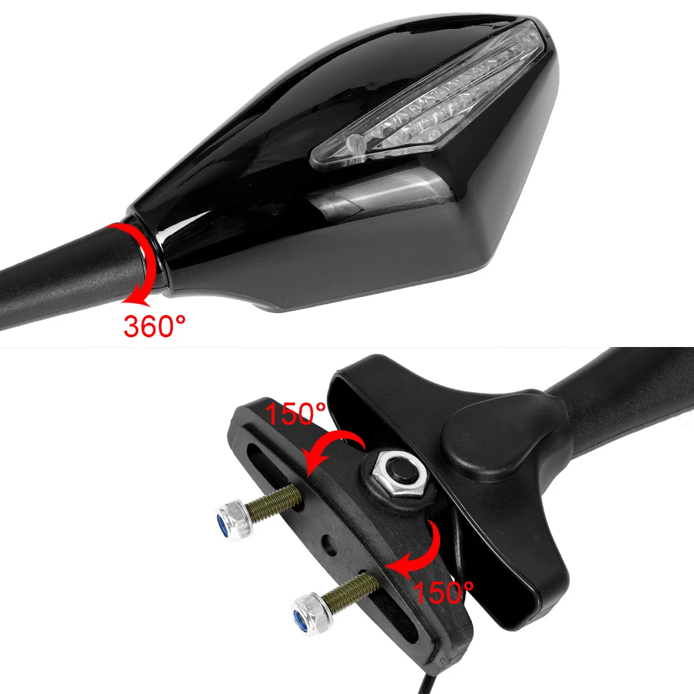 New LED Turn Signal Indicators Motorcycle Rearview Side Mirrors Retroviseur Clignotants Moto For Honda CBR 250 600 900 1000 RR