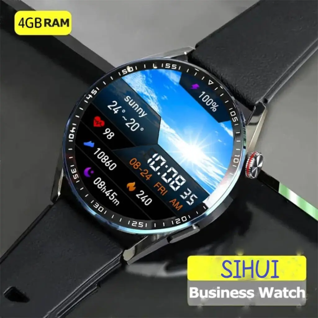 

New Business 466*466 AMOLED Smart Watches Men 4G Memory Local Music Player Bluetooth Call Sport Man Smartwatch For Huawei Xiaomi