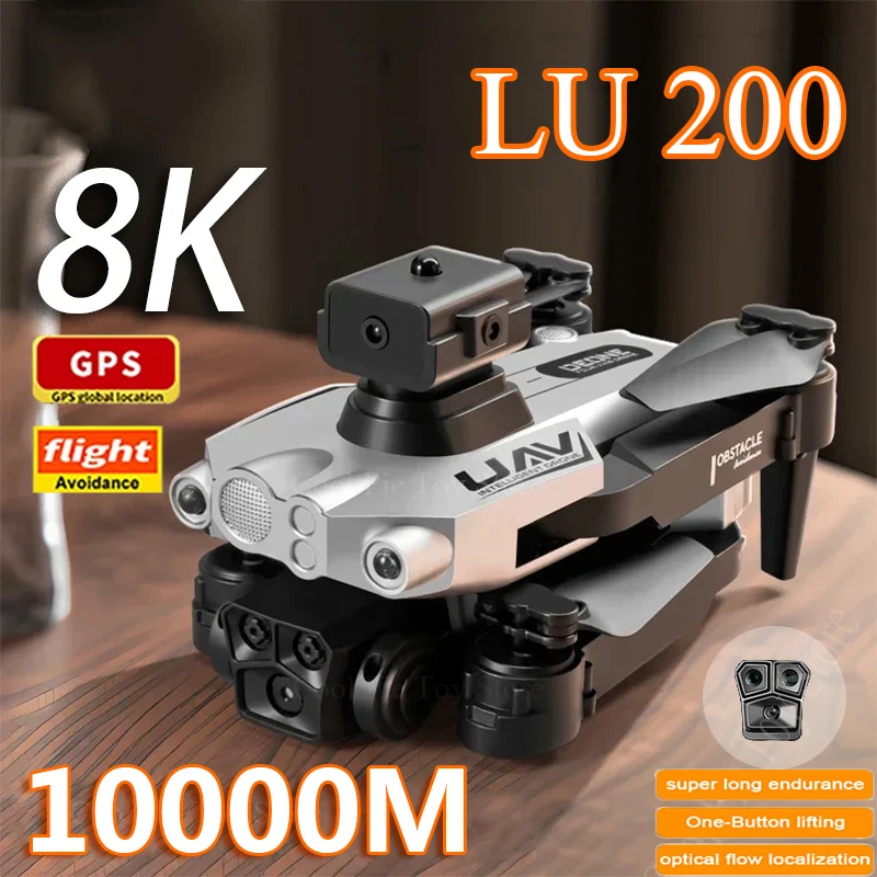 Lenovo LU200 Drone 8K Professionale Dual-Camera HD WIFI GPS Optical Localization Four-way Obstacle 10000M Remote Control Drone