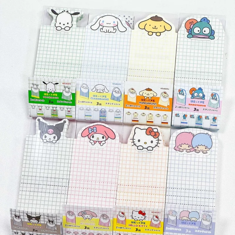 

Набор из 16 штук: милые блокноты-закладки Sanrio (Куроми, Мелоди, Синаморолл) для школы и офиса, многоразовые, с этикетками, канцелярские товары