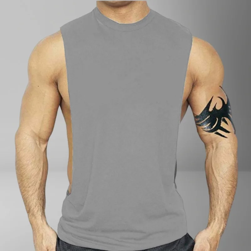 Men's sports vest, running pure cotton T-shirt, summer pure cotton camisole, solid color comfortable and breathable T-shirt