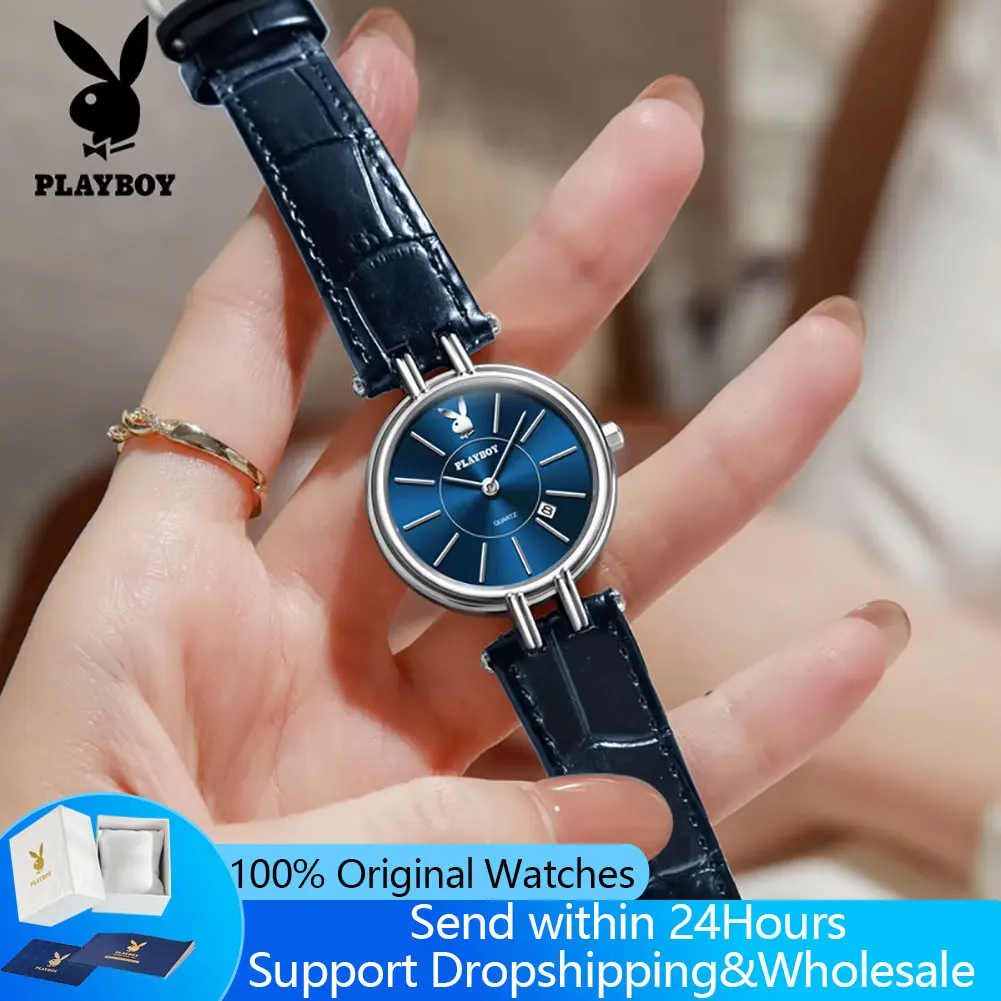 PLAYBOY 3125 Women's Wristwatch New Ultra Thin Personality Leather Strap Waterproof Quartz Watches Simple Elegant Ladies Watches