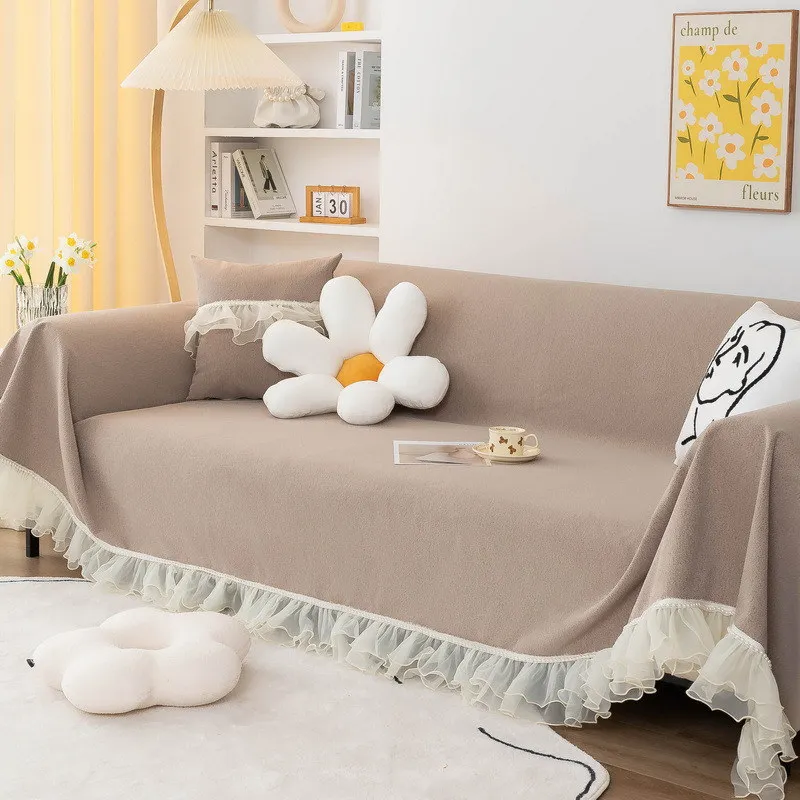 

EIFLOY Sofa Cover Towel with Lace Skirt 1/2/3/4/5 Seaters Universal Sectional Couch Slipcover Throw Furniture Protector Modern