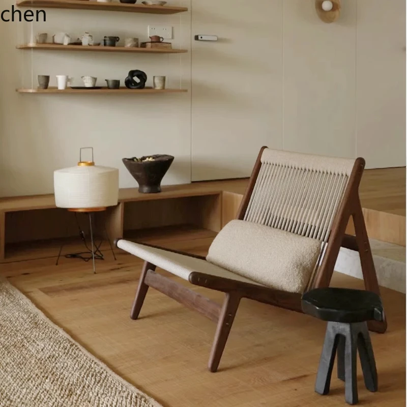 

YXY Balcony Lounge Chair Solid Wood Vintage Chair Living Room Single Sofa Chair