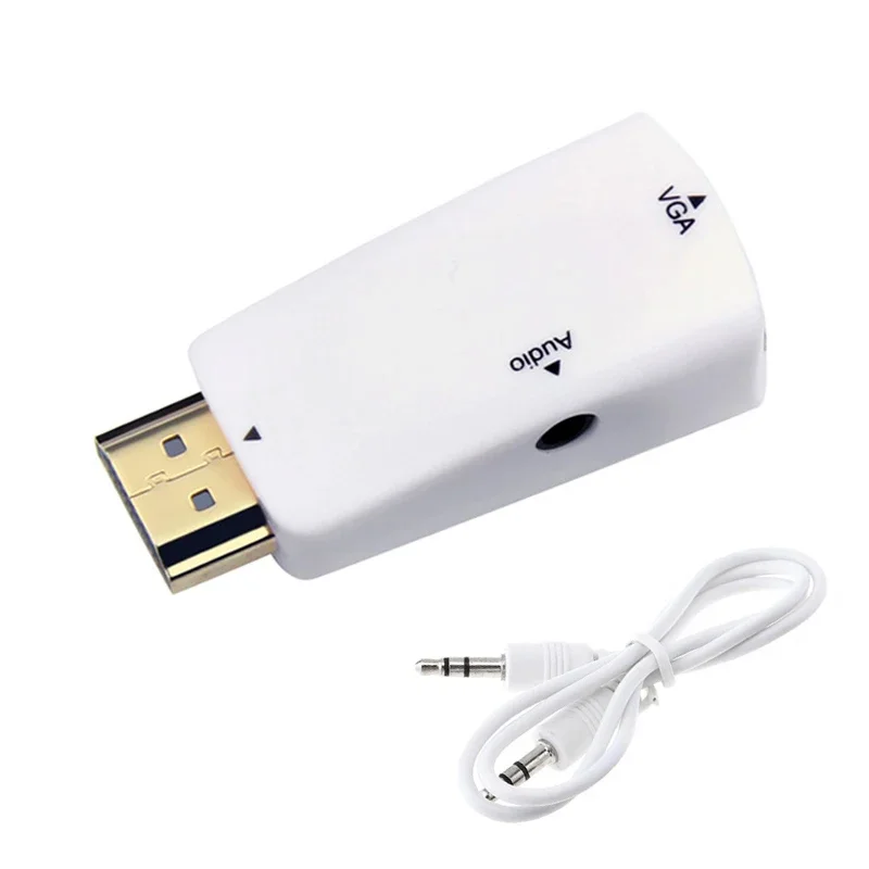 Male To Famale Converter Adapter HDMI-compatible to VGA Cable Converter 3.5mm Jack Audio HD 1080P For PC Tablet Laptop