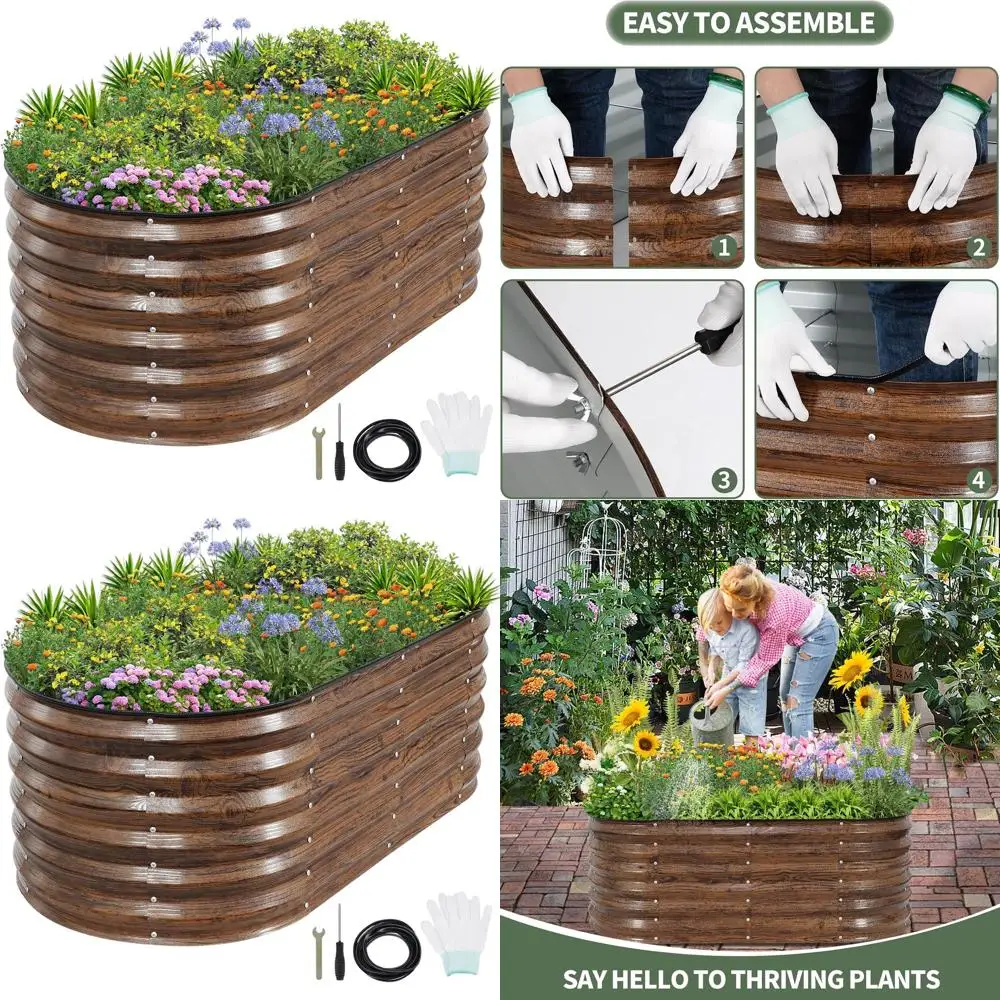 

Комплект приподнятой садовой кровати — металлический ящик для цветов на открытом воздухе для овощей и цветов, 4x2x1,4 фута, с защитной лентой и инструментами