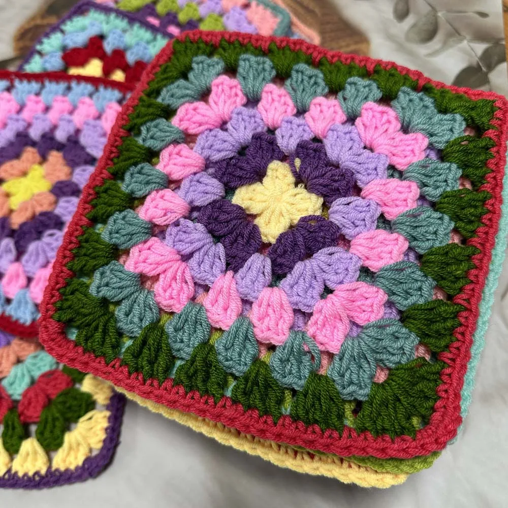 Original hand-crocheted 16cm placemat multicolor square coaster DIY bag accessories pet clothing patch Home Decoration 10PCS