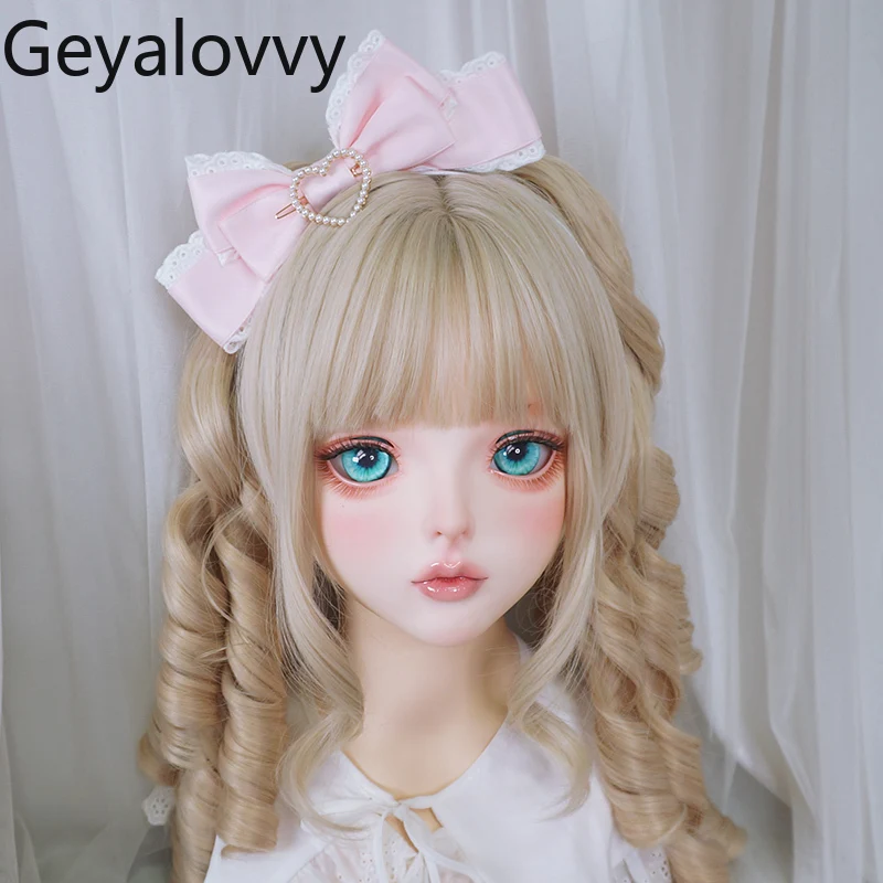 Fascia per capelli KC con fiocco in pizzo rosa blu per ragazza giapponese fatta a mano Dolce principessa Amore Versatile clip Lolita Copricapo Accessori per fiocchi per capelli