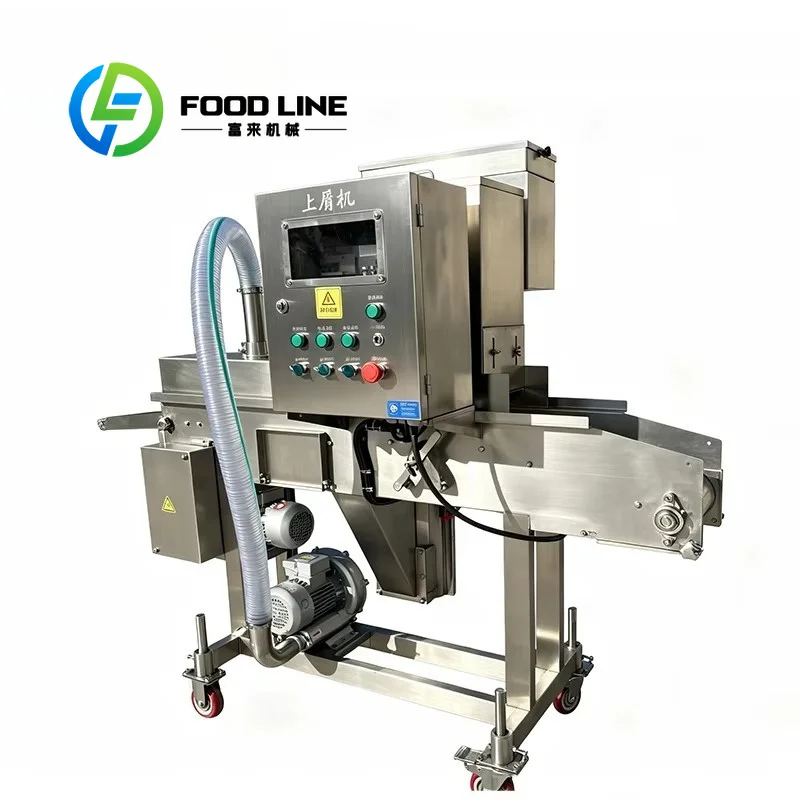 Flour Coating Machine Adjustable Powder Thickness Quick Disassembly Easy Cleaning For Meat Cutlet Snack Batch In Food Processing
