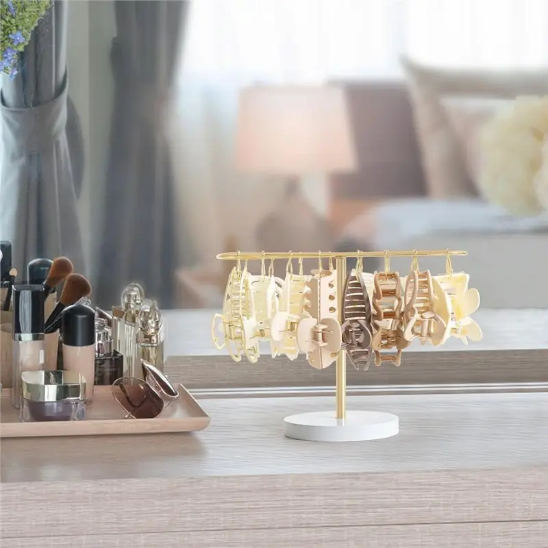ABKS-Metal Hair Claw Clip Organizer Holder For Women Girls Accessories Storage Display Stand For Dressing Table Bedroom