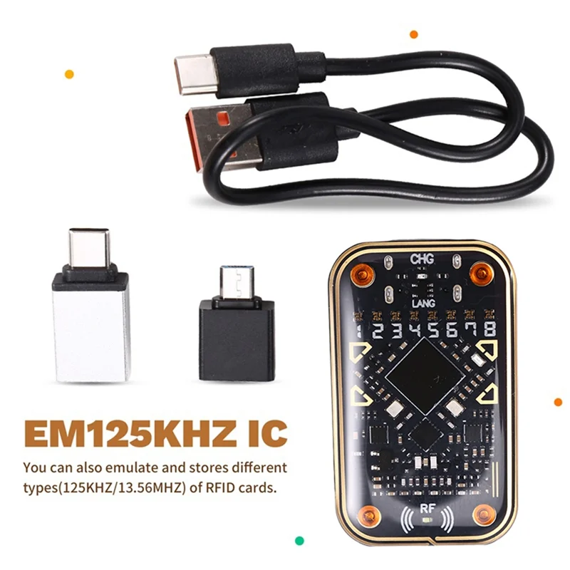 B24B Chameleon Ultra V2.0 RFID Smart Chip Reader Smart Card Emulator+2XCUID/UID Card 125K 13.56M Card Decode Duplicator