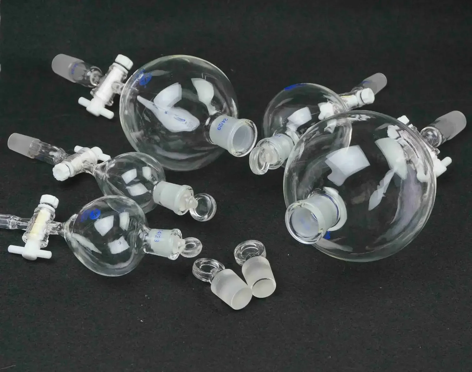 

60ml 125ml 14/23 19/26 24/29 Ground Joint Ball Shaped Lab Separatory Funnel With PTFE Stopcock