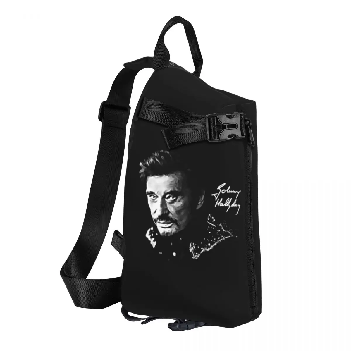 Rock Johnny Hallyday Chest Bag Men Sling Crossbody Backpack Chest Bag Traveling Hiking Daypack Shoulder Bag