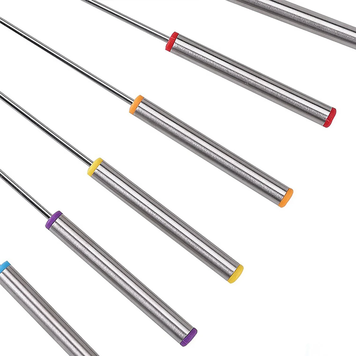 

6pcs Stainless Steel Fondue Forks Dessert Fruit Food Forks 24cm Heat Insulating Handles Chocolate Kitchen Bar Tools