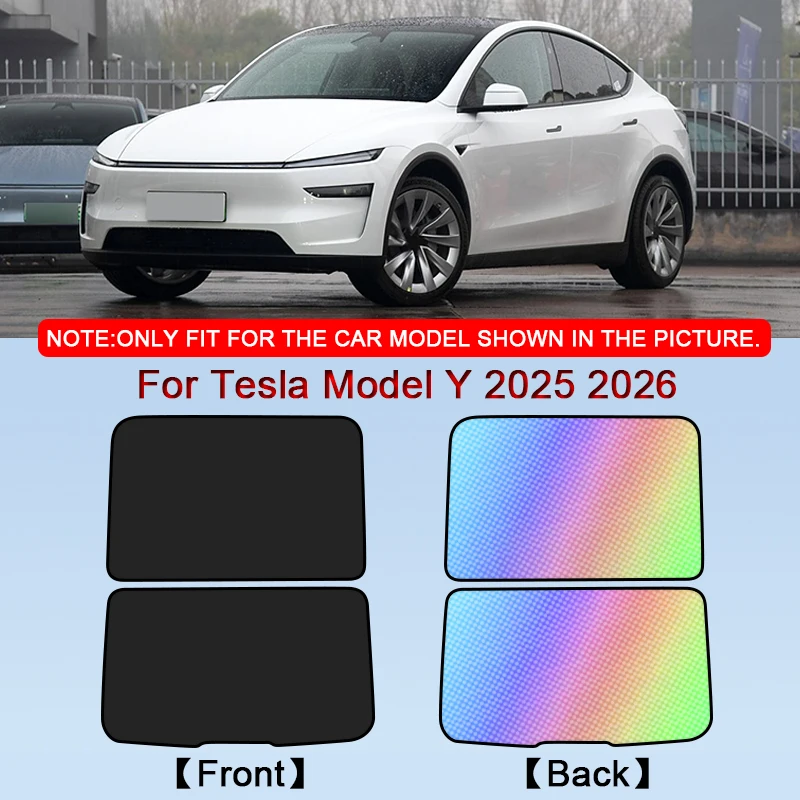 

For Tesla Model Y 2025 2026 Colorful Ice Crystal Car Roof Sunshade Car Clip-on Sunroof Skylight Blind Shading Cover Accessory