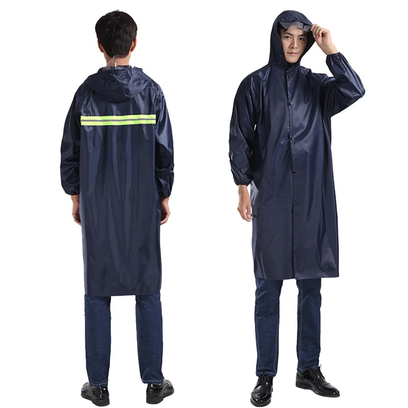 1Pcs Unisex Black Waterproof Security Guard Raincoats One Piece PVC Coating Traffic Reflective Raincoats