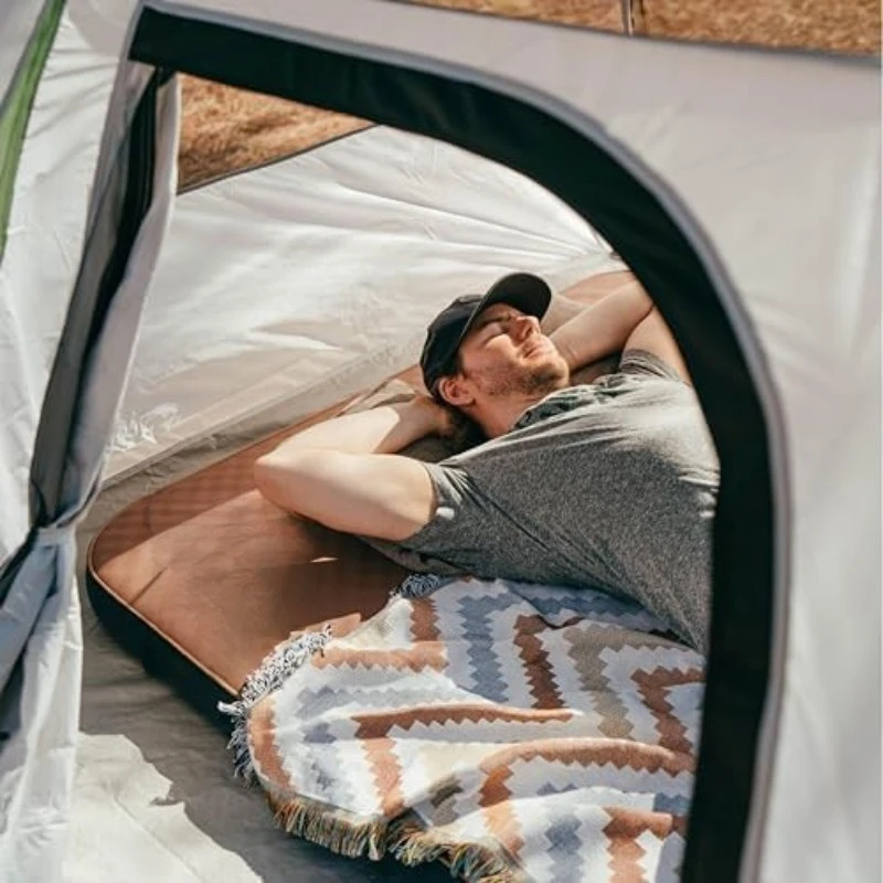 مرتبة تخييم هوائية وإسفنجية، وسادة نوم ذاتية النفخ، سميكة 4.5 بوصة، مع مضخة هواء، كوين