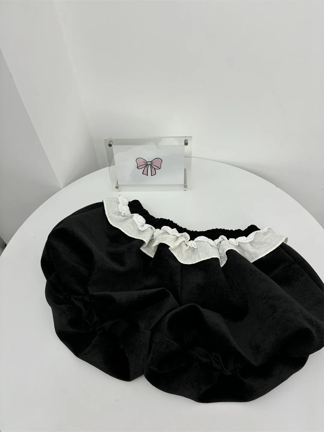 Vintage-Shorts im Lolita-Stil, 2-teiliges Set für Damen, süßer Schleifendruck, schulterfrei, langärmelig, Oberteil, hohe Taille, kurzer Anzug, süßes Y2k-Outfit