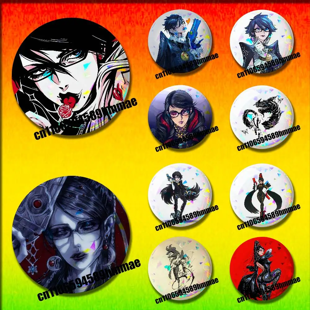 

For Game B-Bayonetta Cereza Emblem Round Pins Insignia Badge Cover Brooch Button Hats Decoration 32mm