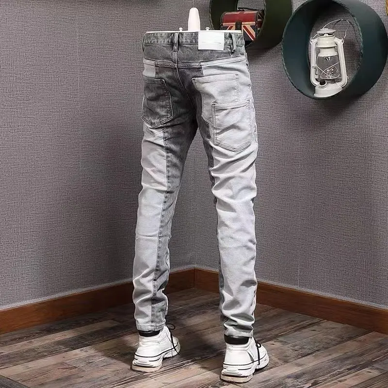 Men's Clothing Autumn and Winter high quality Jeans Slim-fit Skinny Pants Korean-style Trendy Multi-bag Stretch Trousers