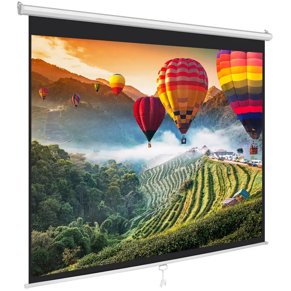 Pyle 84" Manual Pull-down Projector Screen, Retractable Roll-down with
