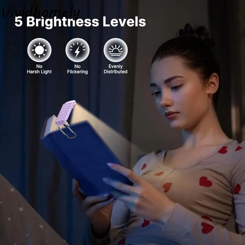 

Портативная светодиодная лампа-прищепка для книг с защитой для глаз, перезаряжаемая, миниатюрная, с регулировкой яркости, поворотная, настольная лампа для офиса