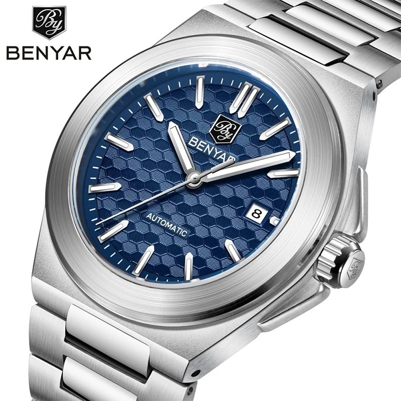 

BENYAR 5219 New Exquisite Men's Fully Automatic Mechanical Watch Waterproof Luminous Stainless Steel Fashion Business Watches