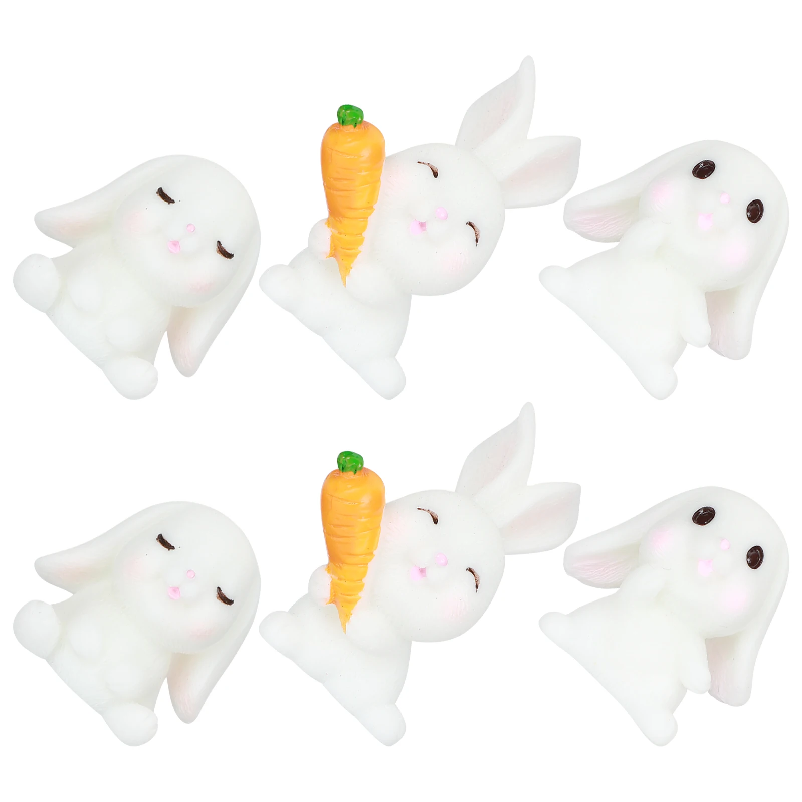 

6Pcs Mini Bunny Decor Easter Rabbit Resin Crafts Lightweight Children Gift Animal Models nament Home Garden Table L