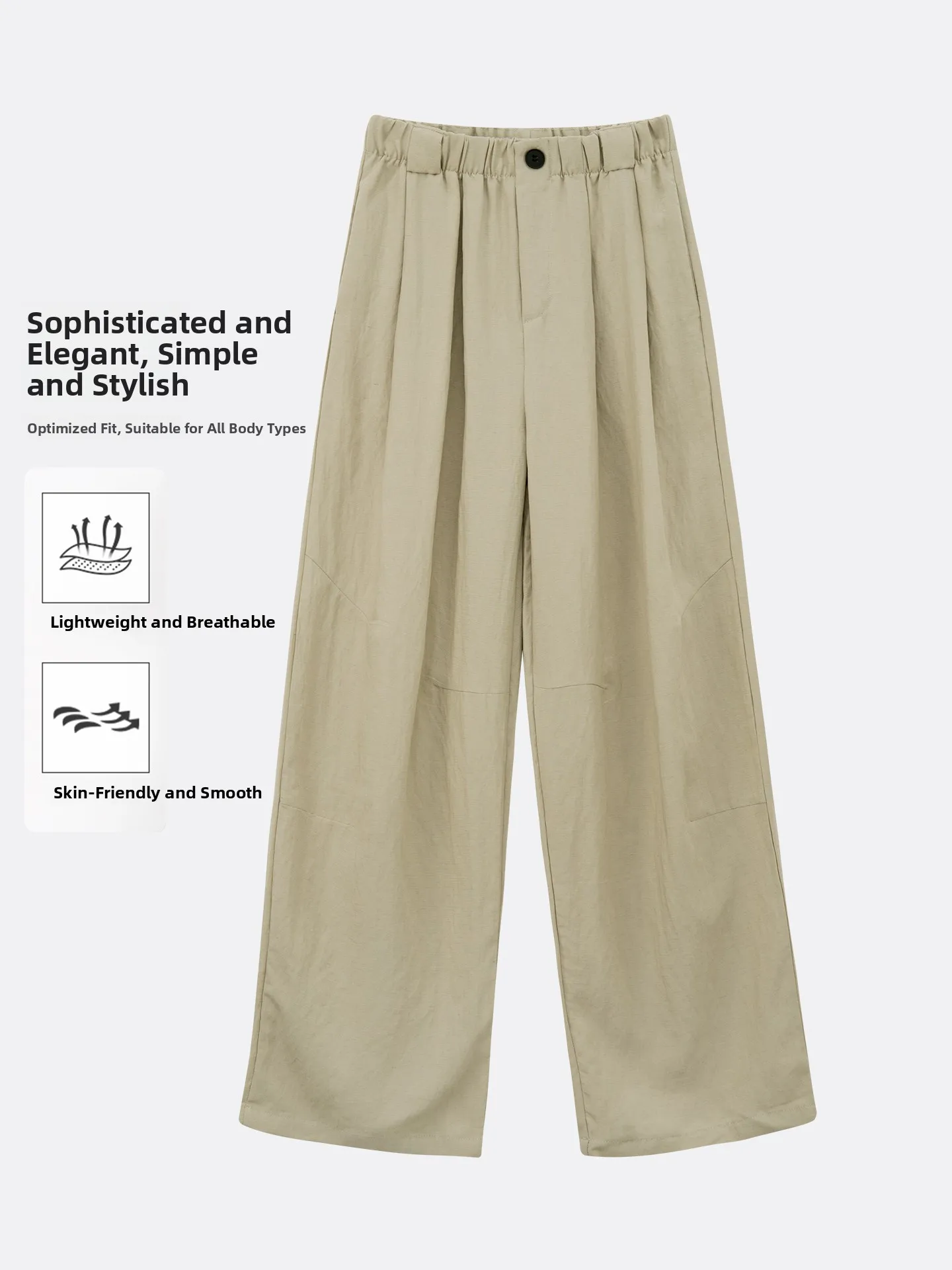 Linen Casual Pants Women Summer Thin Loose Slimming Small Size Straight Leg Drapey Simple Wide Leg Pants Natural Waist