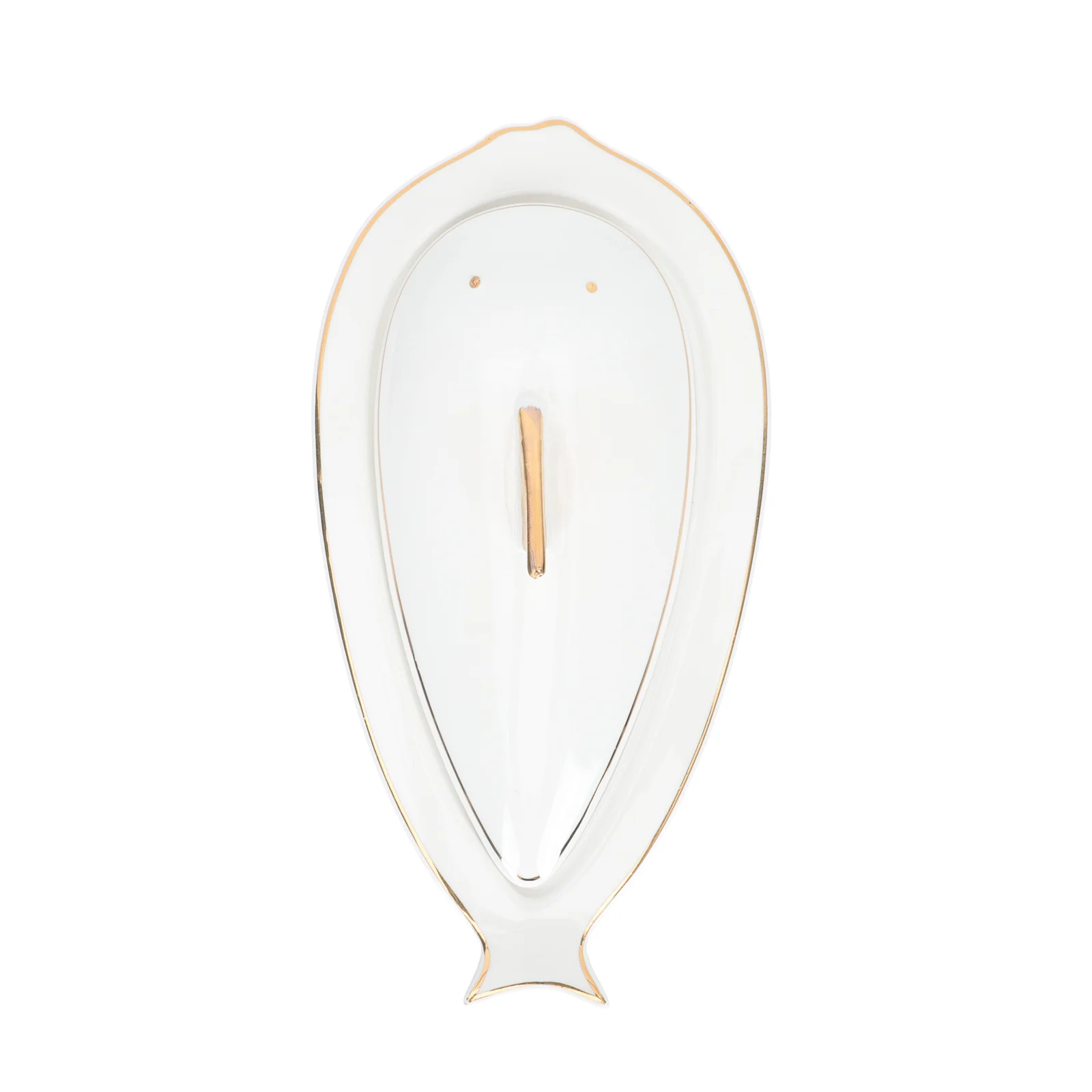

1Set Gold Decor Ceramic Fish Plate Food Serving Dish Home Hotel Restaurant Multi Purpose Fish Tray Polished Surface Safe