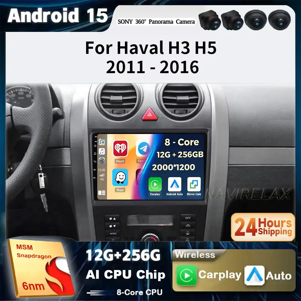 

Android 15 для Haval Hover Great Wall H5 H3 2011-2016 Автомобильный радиоприемник DSP GPS Мультимедийный видеоплеер Беспроводной CarPlay Android Auto 2d