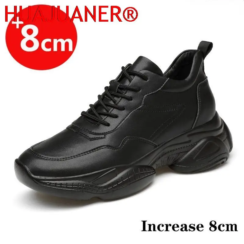 Sneakers Men Elevator Shoes Height Increase Shoes for Men Height Increase White Shoes Black Shoes 6-8 CM Plus Size Women 36-44