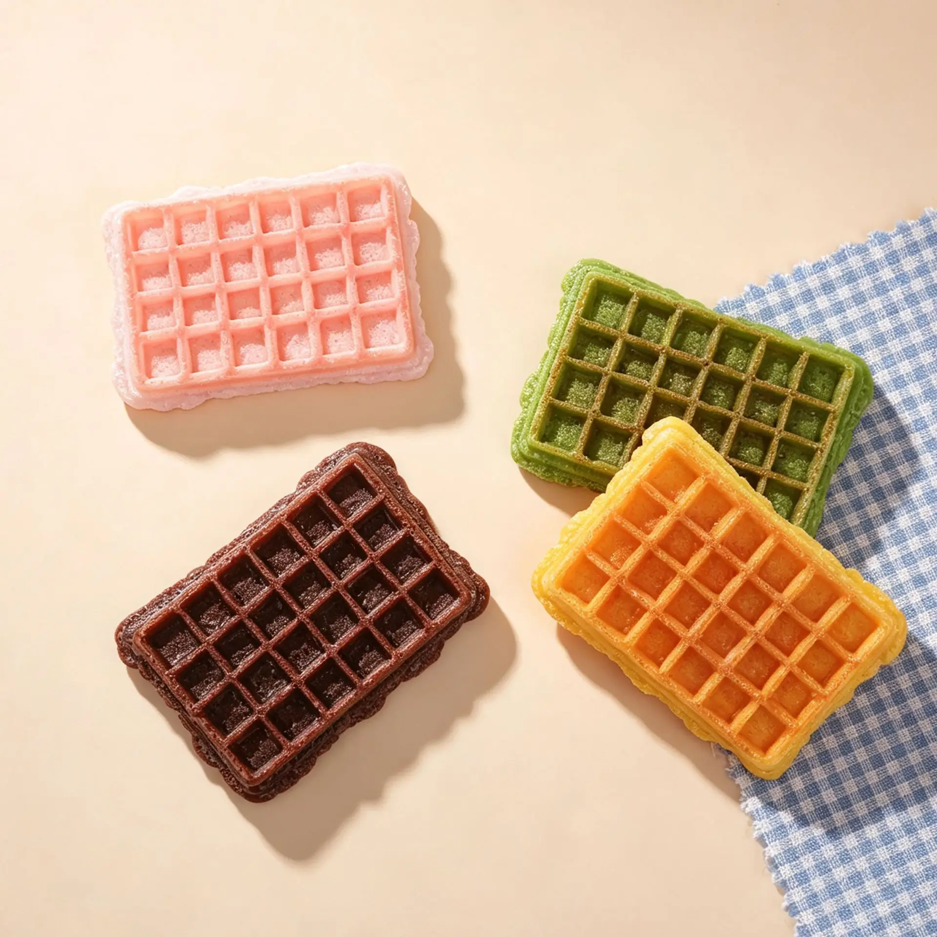 4pcs Mini Waffle Model Realistic Waffle Food Bread DIY Resin Craft Accessories Pendant Miniature Desktop Decoration Ornament