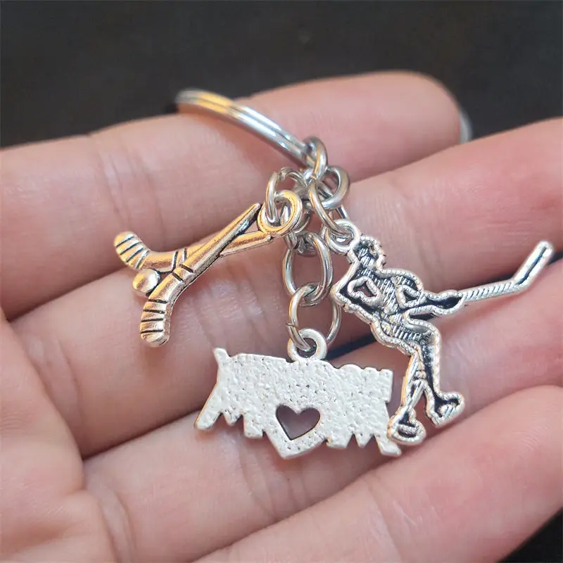 Unique Keychain Hockey Mom Player Keyring Sports Pendant Women Man Jewelry Accessories Gift