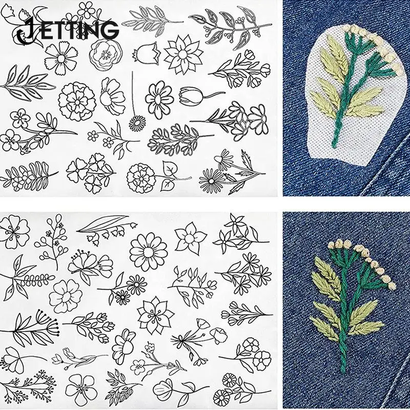 2/4pc Water Soluble Stabilizer Embroidery Stick And Stitch Embroidery Paper Tear Away Embroidery Stabilizers With Flower Pattern