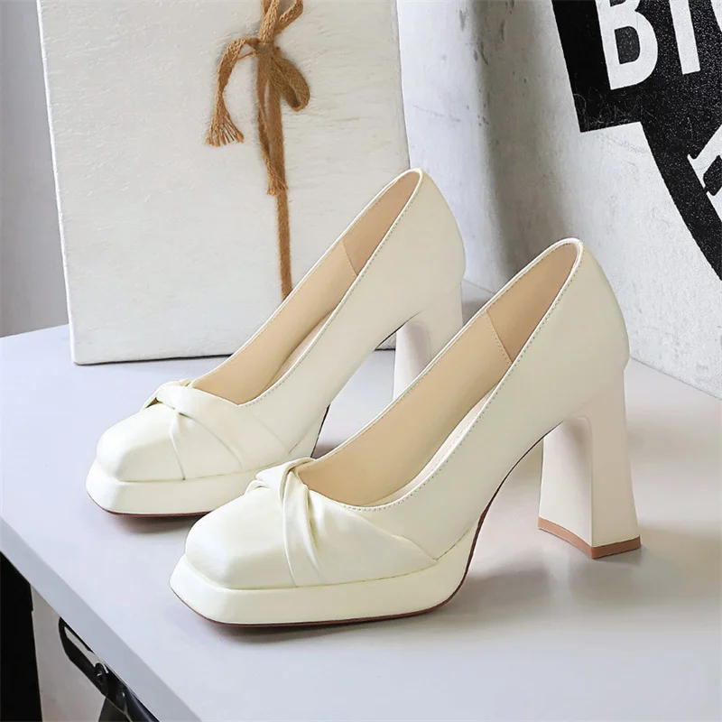 

New Women Pumps 9.5 cm Sexy High Heels bowknot fold design Women heels Stilettos occupation office shoes 7