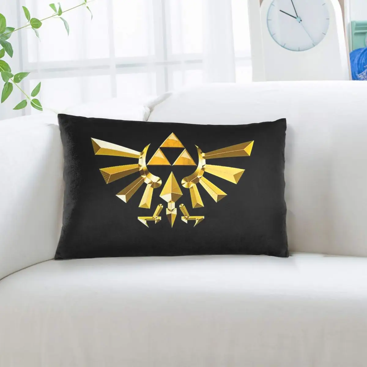 Gold Triforce Symbol Zelda Rectangle Pillowcase Cushion Cover Decorative Bedroom Bed Home Comfort Throw Pillow